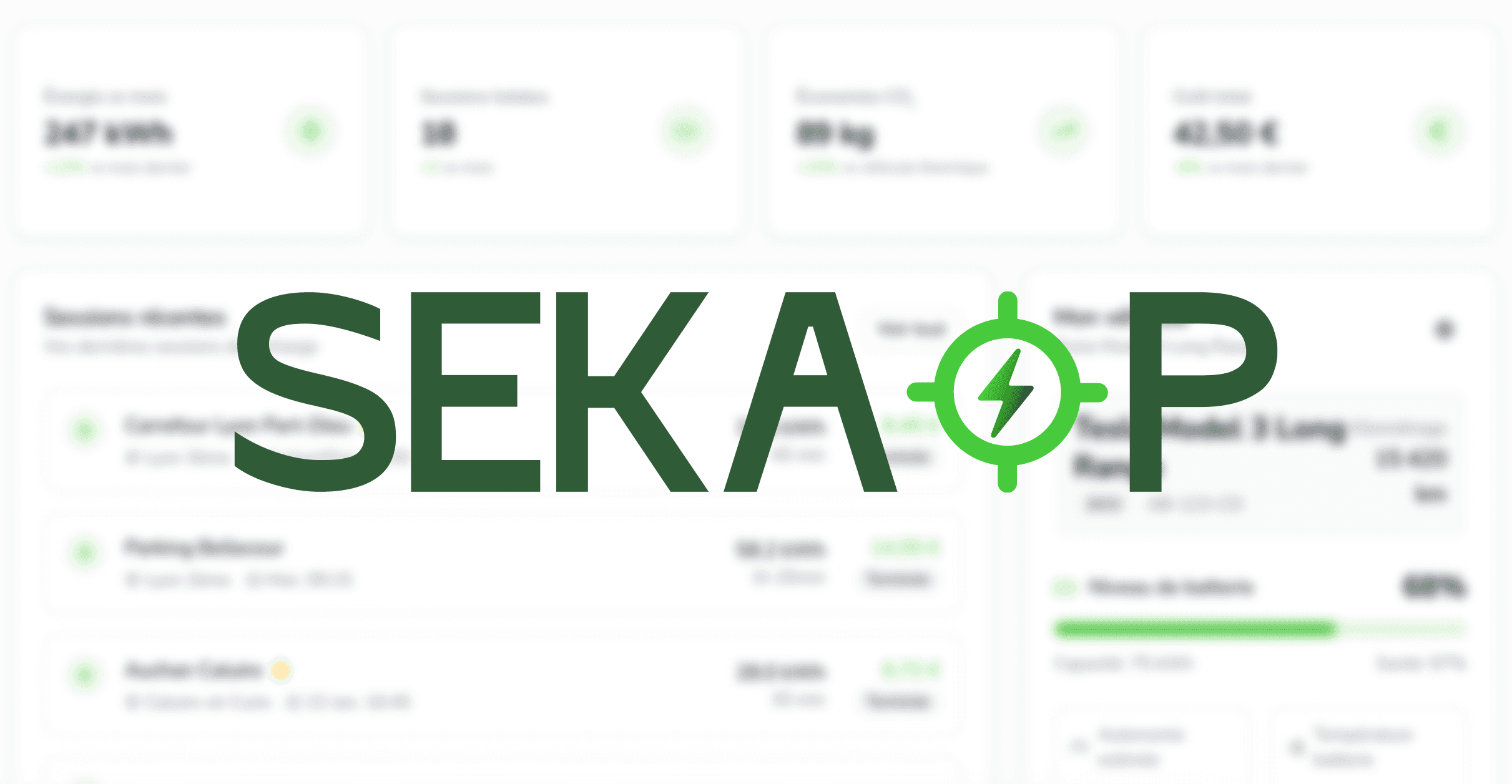 Visuel de l'application SEKAOP : tableau de bord des recharges